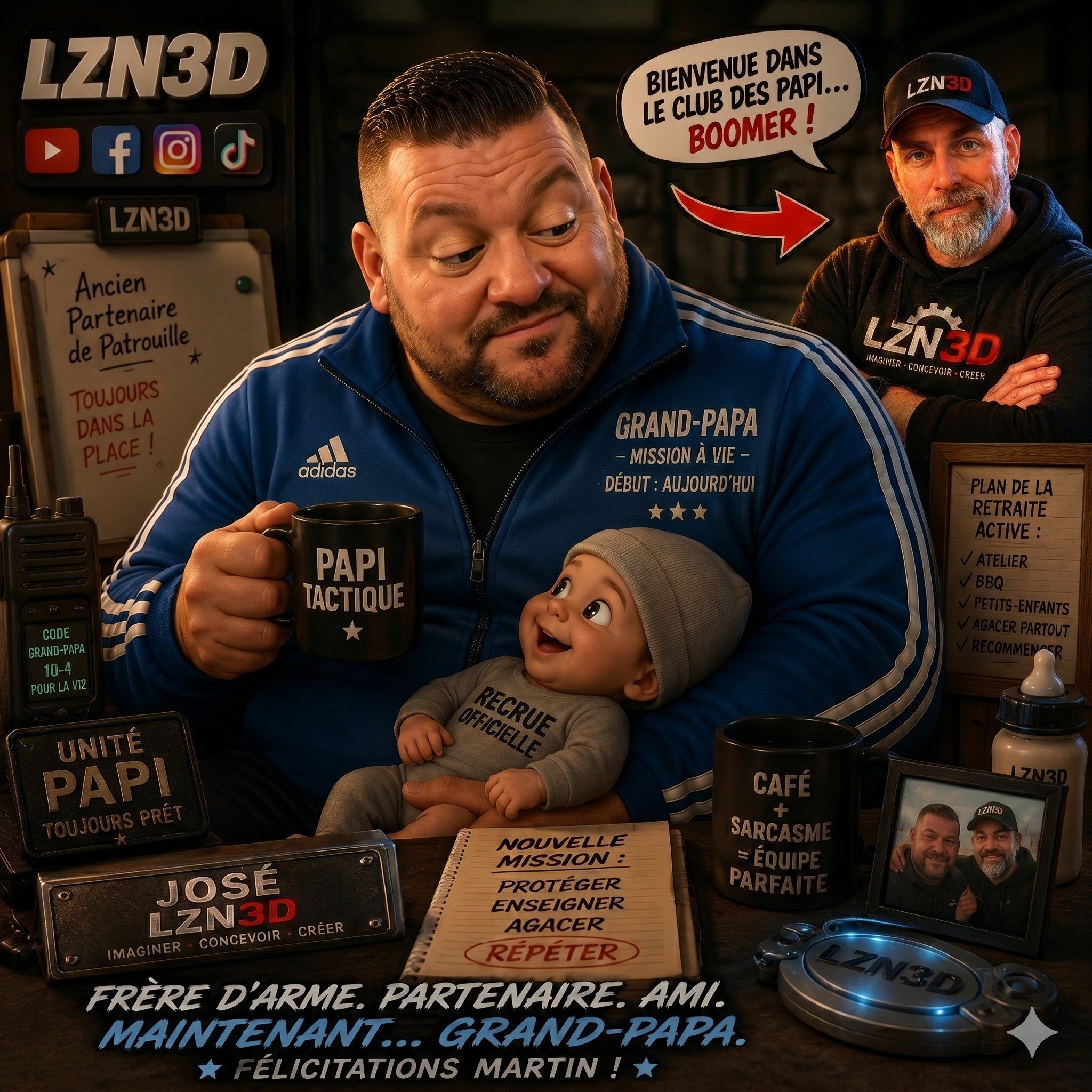 C&rsquo;est officiel ! 🎉 Le club des grands-papas vient d&rsquo;accueillir un nouveau membre d'exception : mon ami Martin Michaud ! 👴🍼

Bienvenue au monde &agrave; la magnifique petite Nelly ! 🌸 Arriv&eacute;e aujourd'hui, le 23 mai &agrave; 19h1