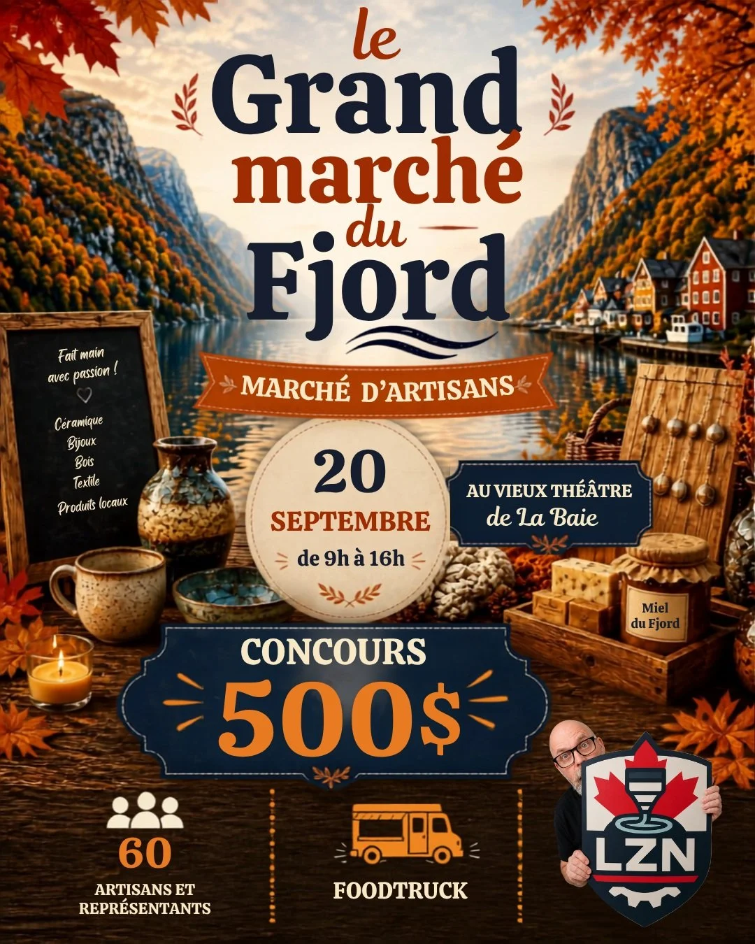 🚨🍂 HEY! TU FAIS QUOI DIMANCHE? 🍂🚨
Parce que si tu n&rsquo;as rien de pr&eacute;vu&hellip; J'AI UNE ID&Eacute;E POUR TOI! 👀👇
🎉 LE GRAND MARCH&Eacute; DU FJORD 🎉
🛍️ PLUS DE 60 ARTISANS ET J'Y SERAI!!!
🎨 Des cr&eacute;ations uniques
🍁 Une amb