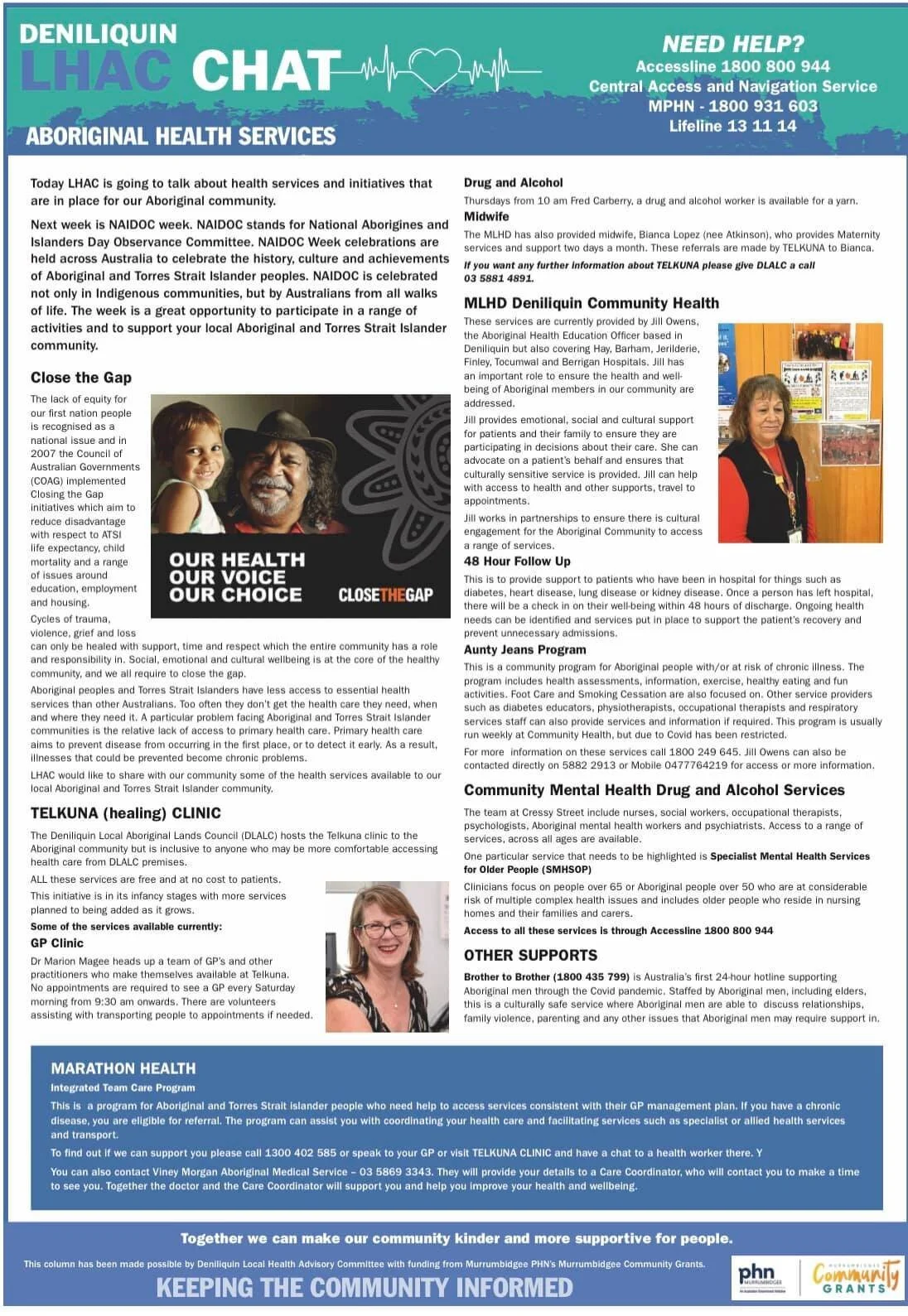 ‘LHAC Chats’ wins the Murrumbidgee Community Grant of the Year award