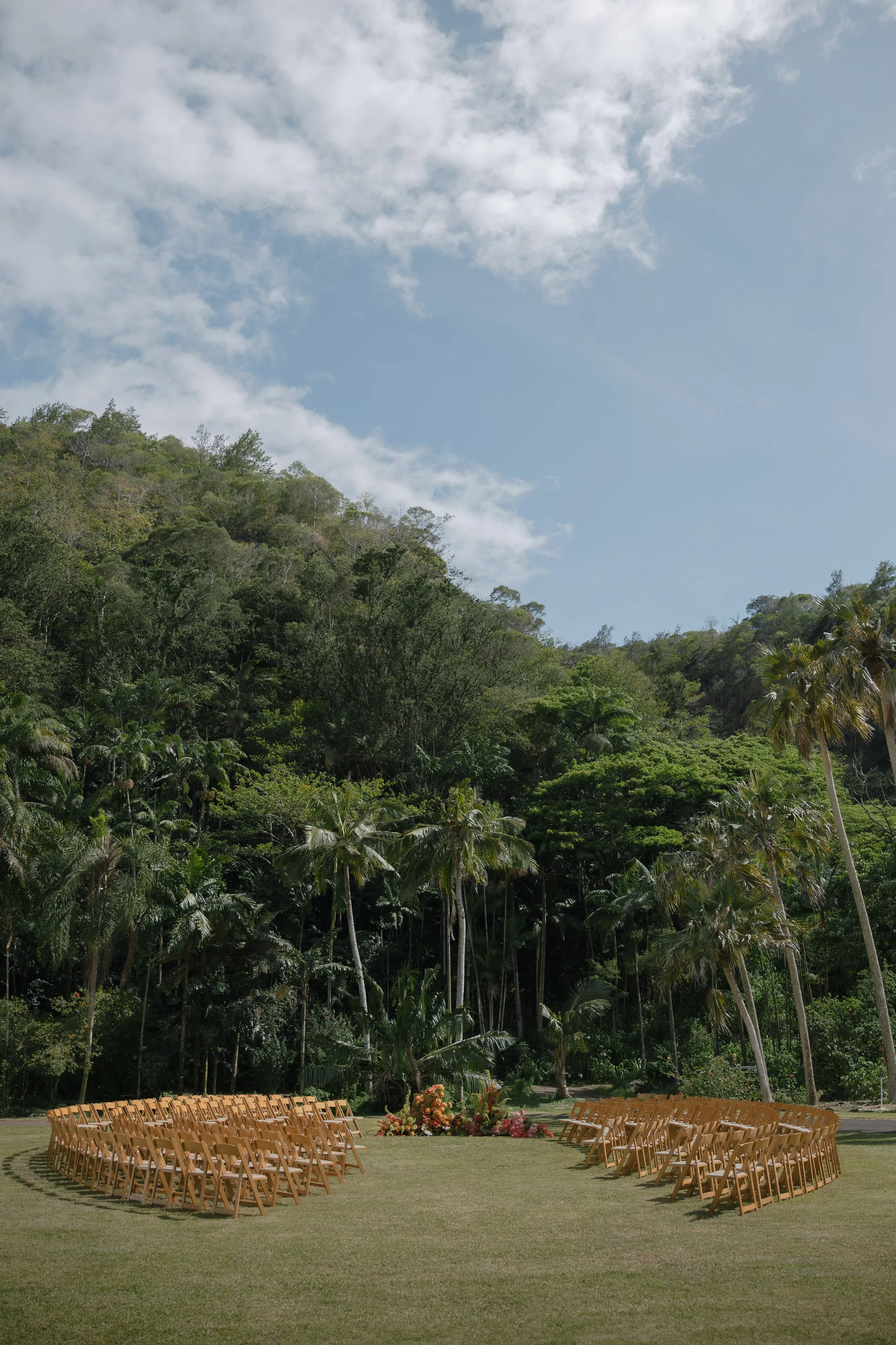 Unique circular wedding ceremony seating with floral altar, outdoor garden wedding inspiration in Northern California.