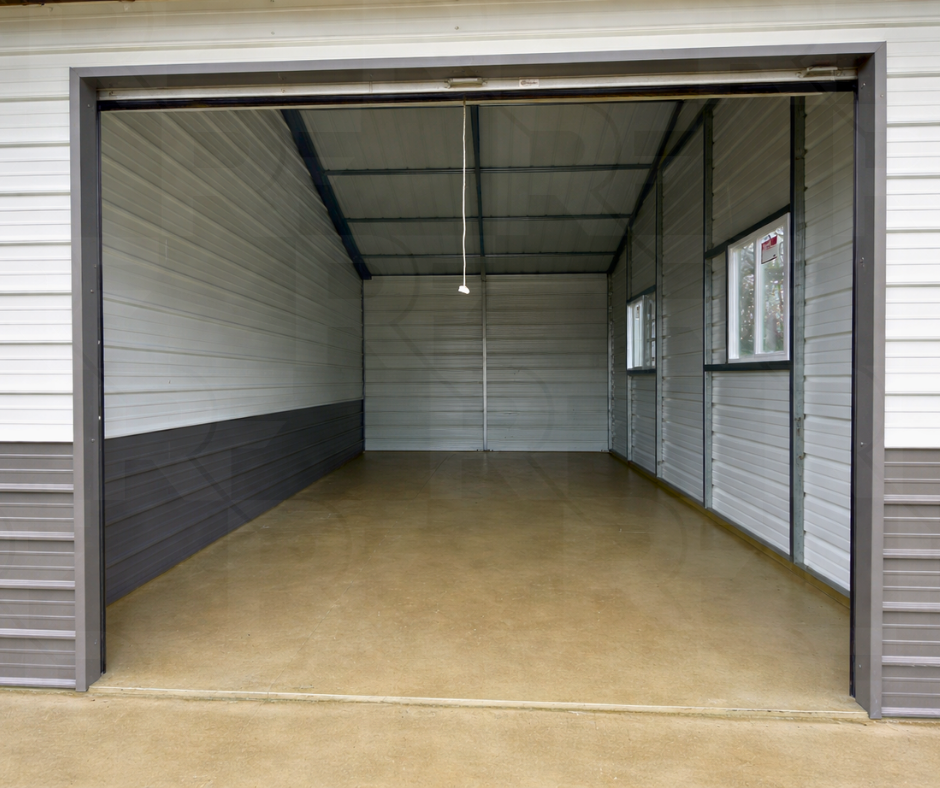 24x25 metal garage construction in Lebanon Ohio showing steel framing