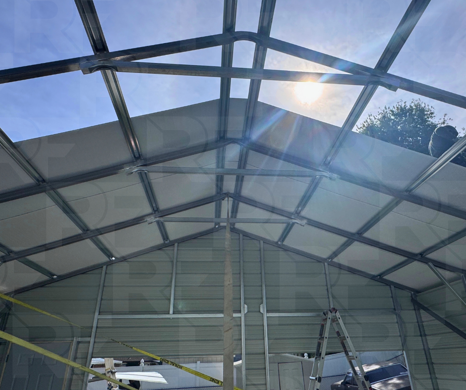 24x25x9 detached metal garage with 4/12 roof pitch