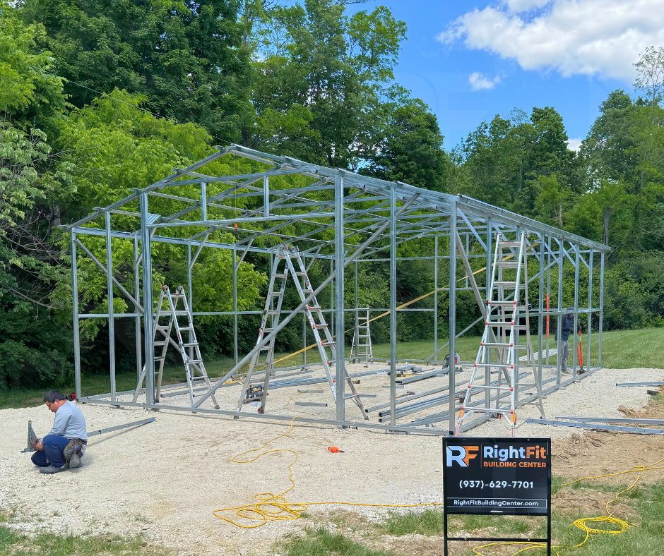Steel garage designed for boat storage in Vandalia Ohio