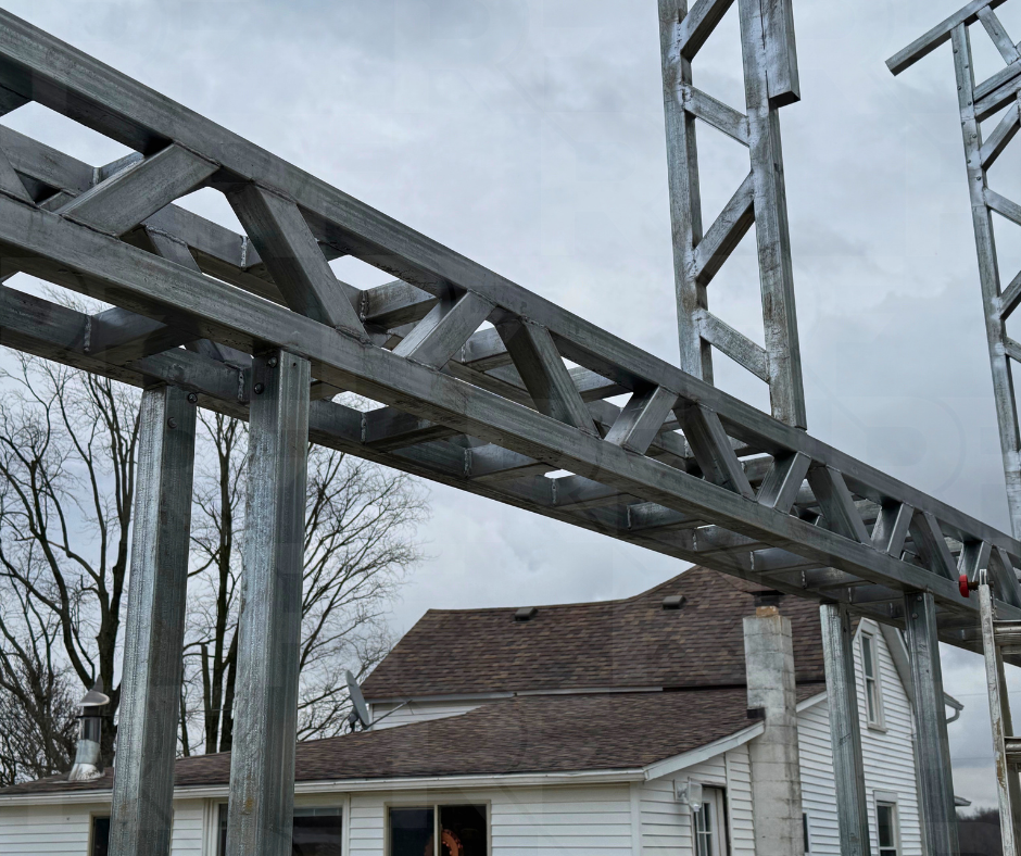 Large metal garage designed for shop and storage use