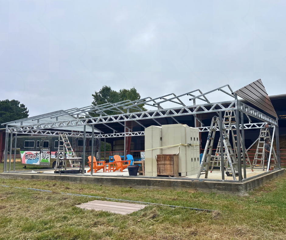 The Open Range steel pavilion with open sides