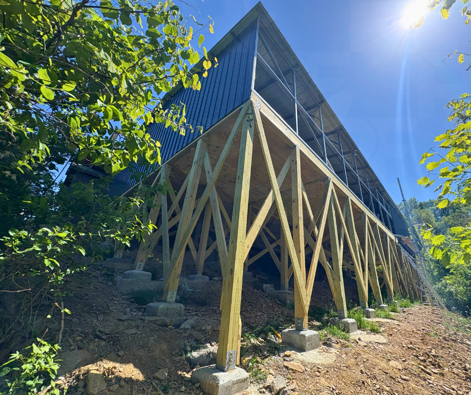 Outdoor entertainment structure built on mountain property