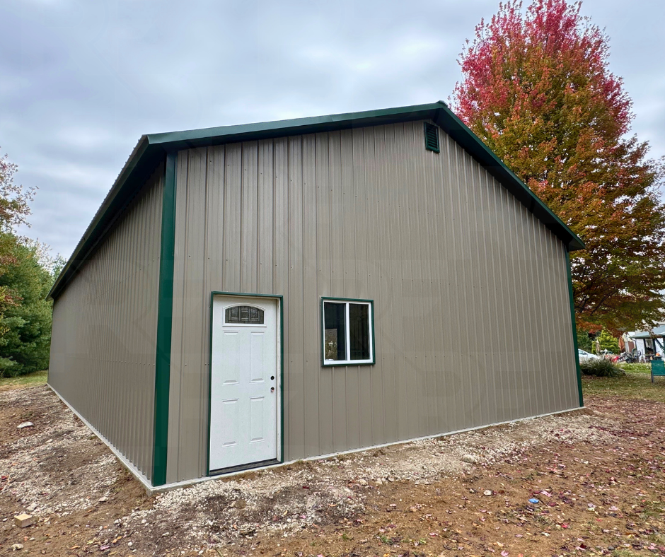 Completed 30×60×12 metal workshop by RightFit Building Center