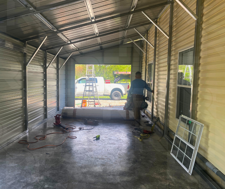 Custom garage expansion for lawn equipment and ATV storage