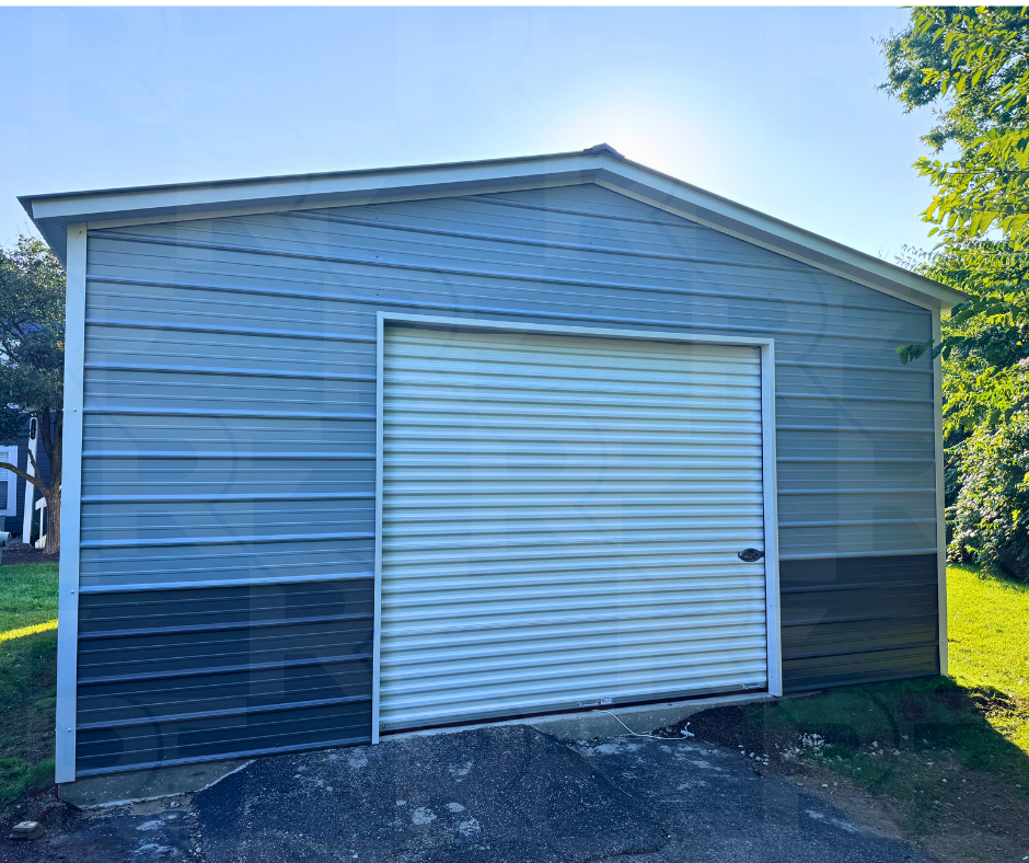 Completed 20x25 metal garage in Centerville, Ohio by RightFit Building Center