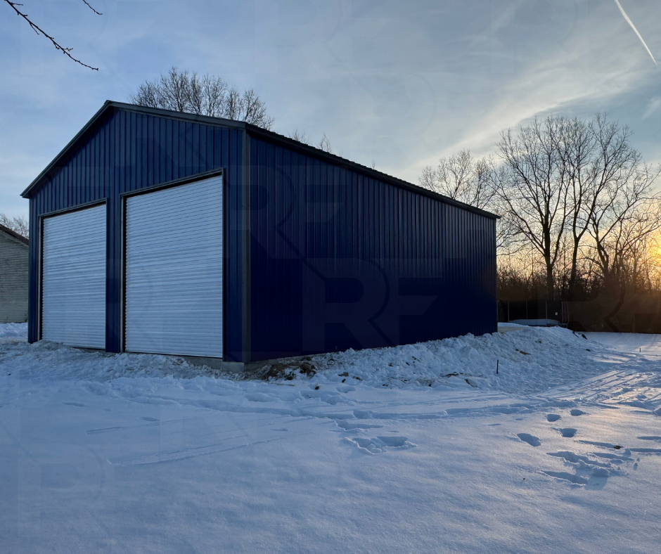 Front view of 30×40×14 custom metal garage