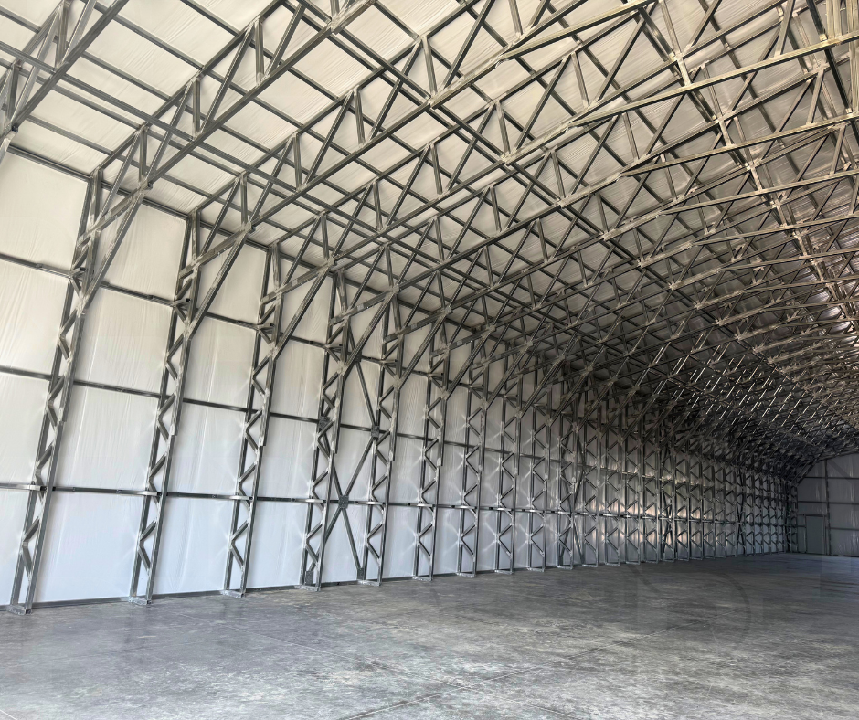 Commercial steel building with full fiberglass insulation