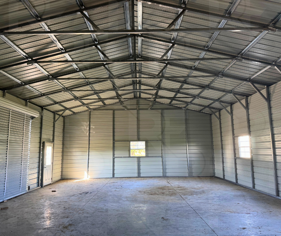 Custom steel garage for vehicle storage and workshop space