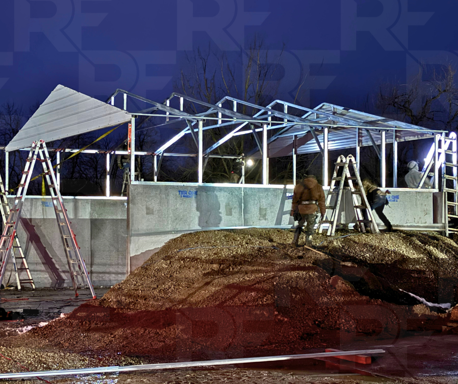 Interior framing of aggregate storage building by RightFit Building Center
