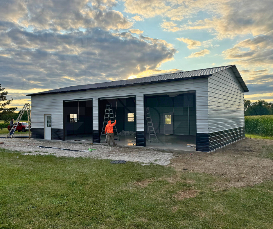 Custom 30×50 steel garage completed in London Ohio