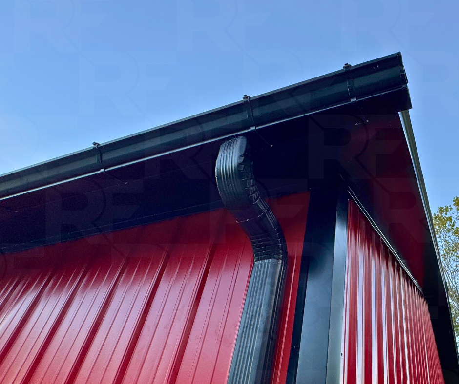 Metal building with 4/12 roof pitch and 1-foot overhang