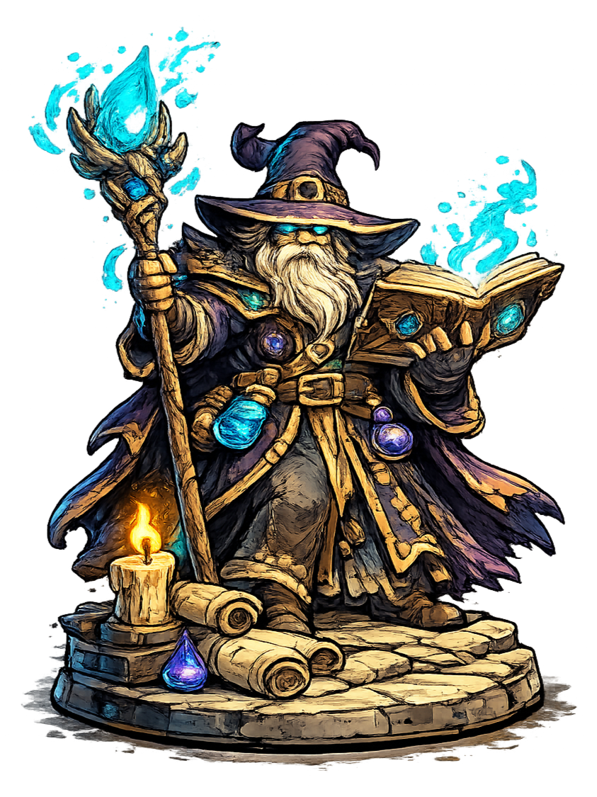 hand-painted fantasy rpg miniature wizard