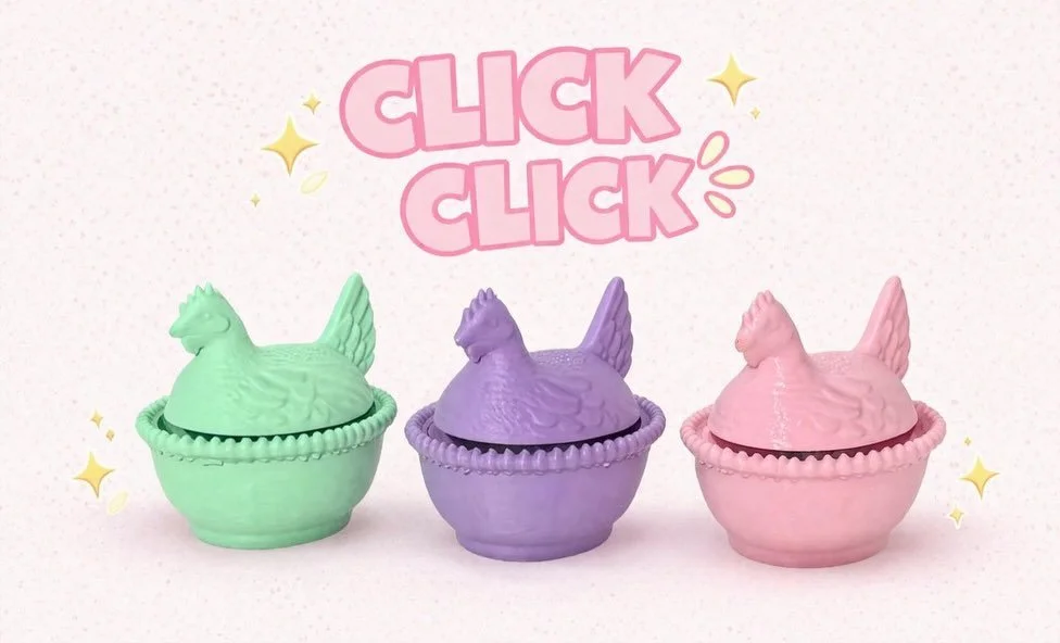 Adults can have fidget clickers, too ☺️ This may be my new favorite sound and who doesn&rsquo;t like a hen on a nest?! 🐓#henonanest #fidget #fidgets#fidgetclicker #clickertoy