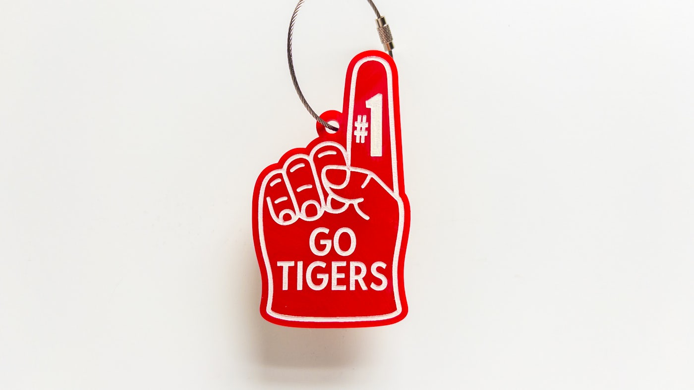 Team Spirit Foam Finger Keychain or Bag Tag