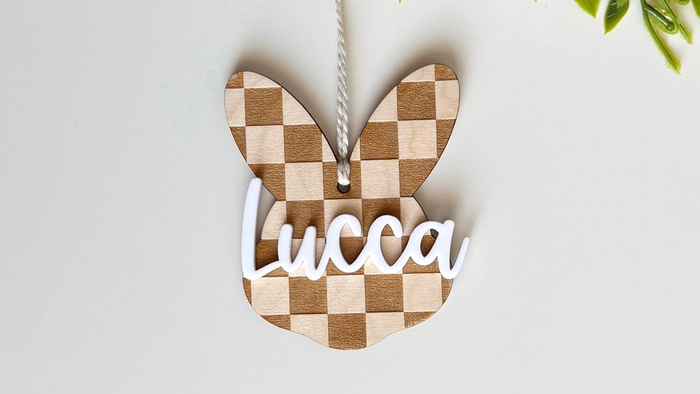 Checkered Easter Bunny Tag