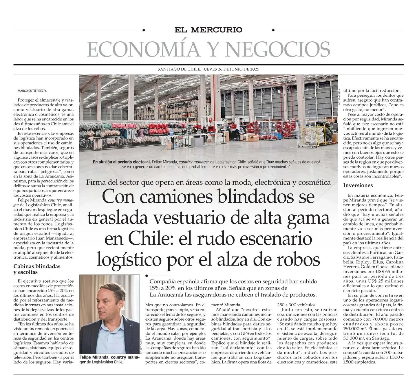 Con camiones blindados se traslada vestuario de alta gama en Chile: el rudo escenario logístico por el alza de robos