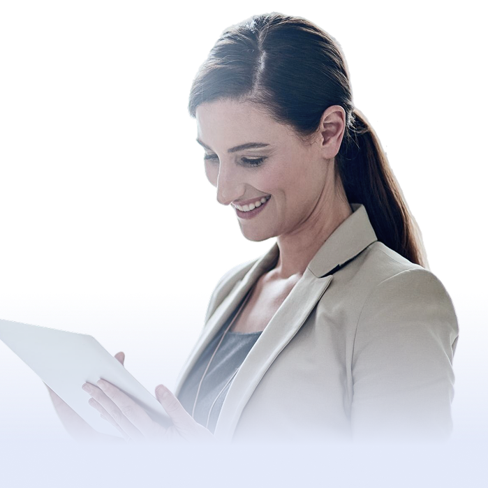 A person looking at a tablet