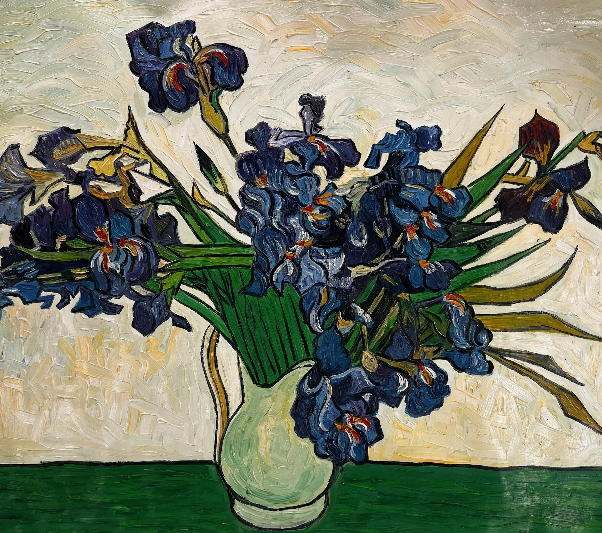 Vase with Irises – Hand-Painted Interpretation after Vincent van Gogh