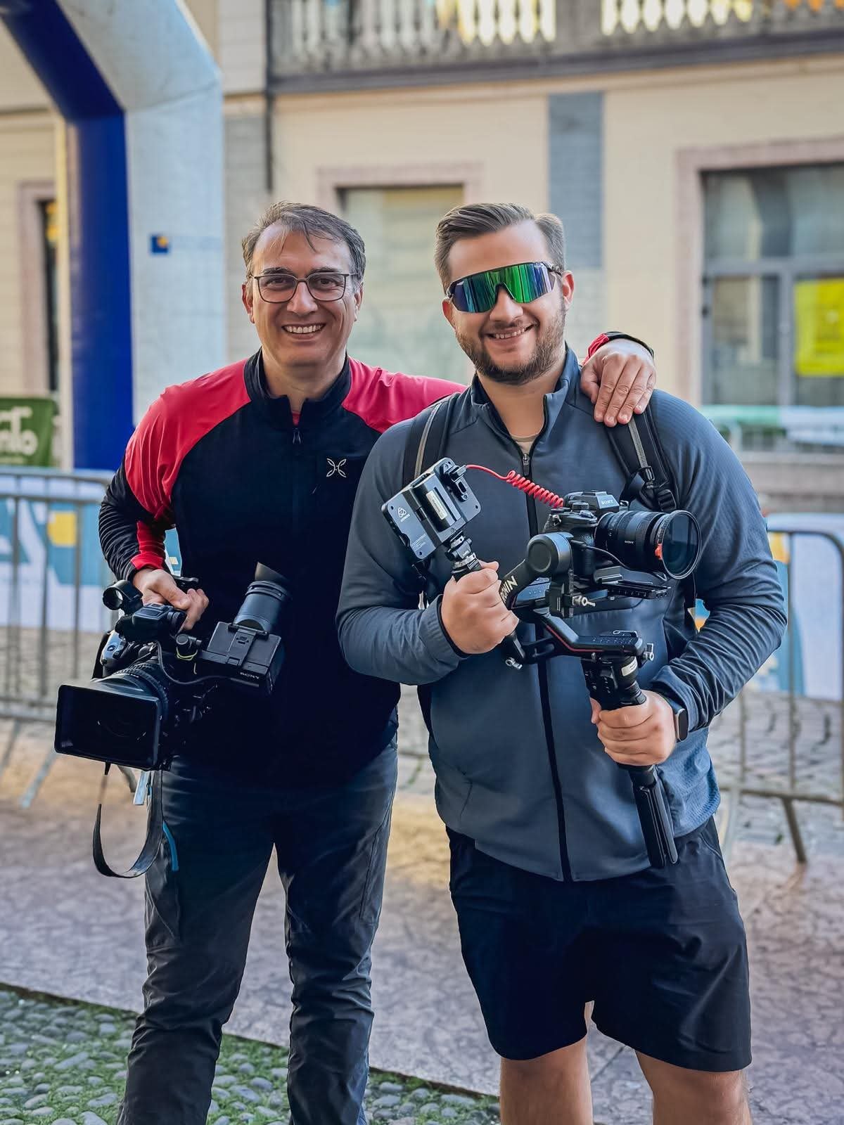 Il team di Videonews Communication: Paolo Holneider regista e produttore, Alessandro Holneider fotografo e videomaker e dronista