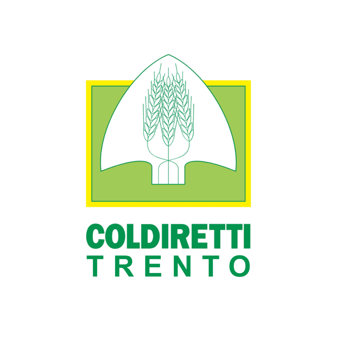 Logo di Coldiretti Trento con una spiga di grano stilizzata sopra un campo verde