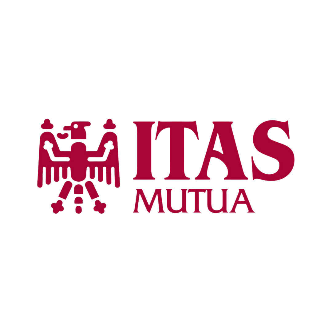 Logo di ITAS Mutua in colore bordeaux con un'icona stilizzata di un'aquila