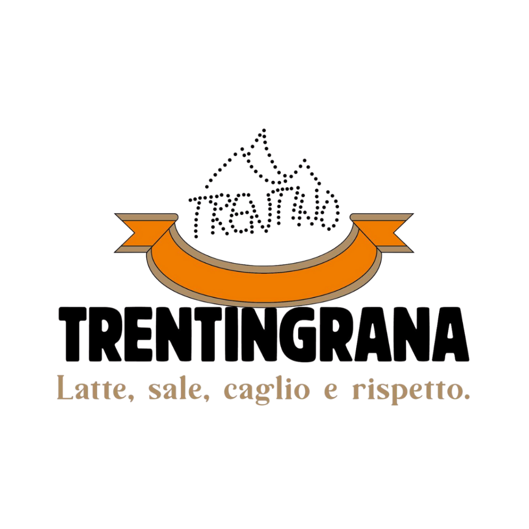 Logo del Trentingrana, con il testo 'Latte, sale, cagliato e rispetto'.