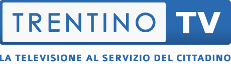 Logo di Trentino TV con sfondo blu e testo bianco e azzurro