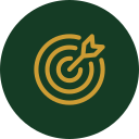 Target with an arrow hitting the bullseye on the center