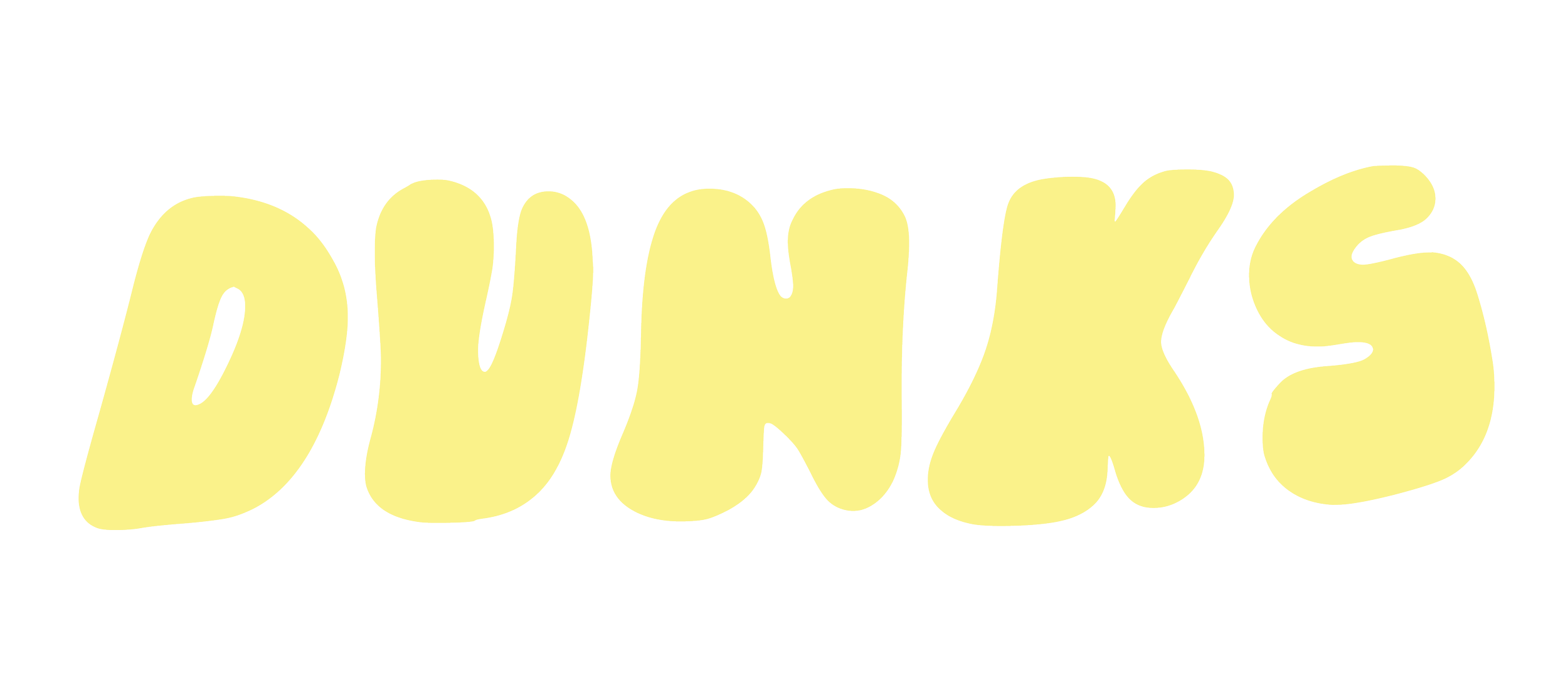 Text reading 'DUNKS' in large, pale yellow, bold, irregular bubble-style letters.