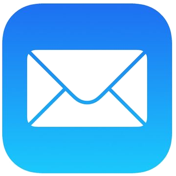 Icona blu con una busta bianca rappresentante un'app di posta elettronica.