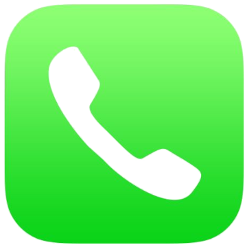 Icona di un'app di chiamate con sfondo verde e simbolo di un telefono bianco