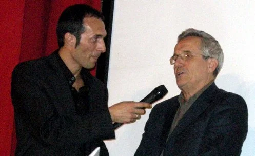 Il presentatore di Striscia la Notizia Max Laudadio ed il regista  Marco Bellocchio