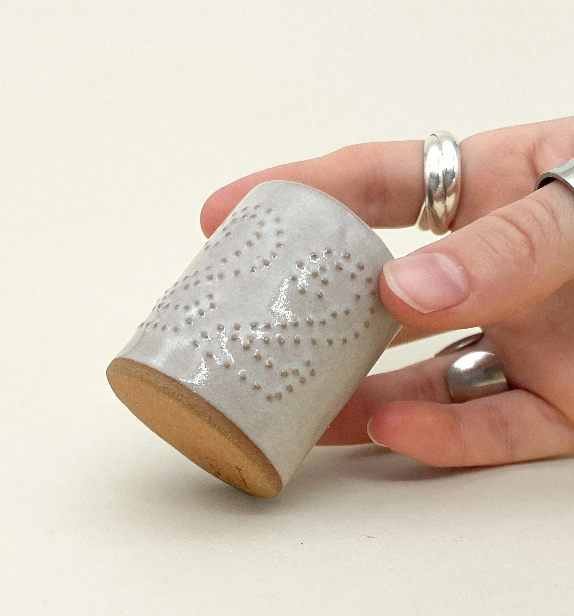 22 Shot Glass, Ceramic Shot Glass, embossed dot details, Decoration Saves