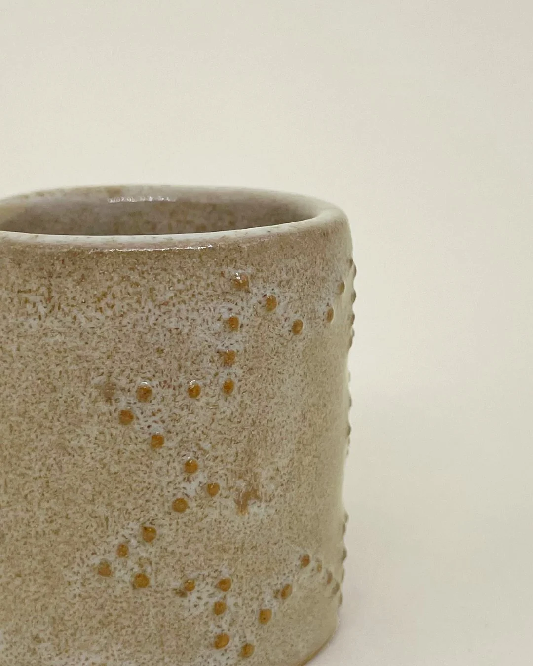Close up, Ceramic Shot glass, Starry Sandy, embossed dot detail, Decoration saves