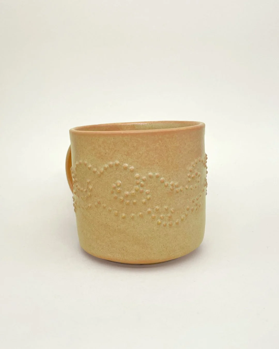 Ceramic Mug, Yellow floral decal, embossed dot detail, Decoration saves