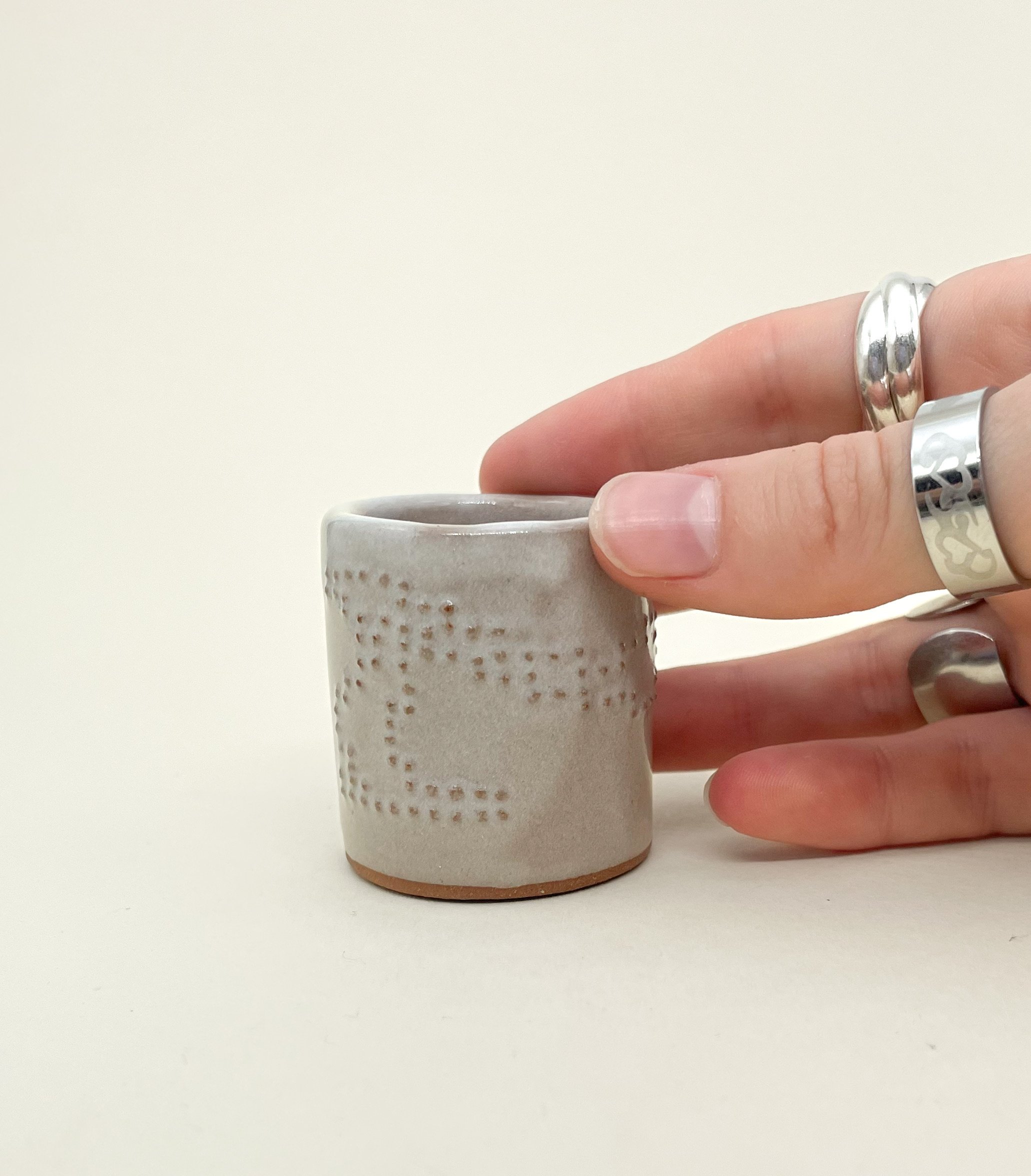 7 Shot Glass, Ceramic Shot Glass, embossed dot details, Decoration Saves