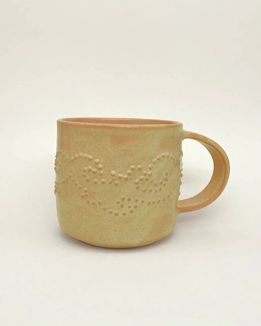 Ceramic Mug, Yellow floral decal, embossed dot detail, Decoration saves
