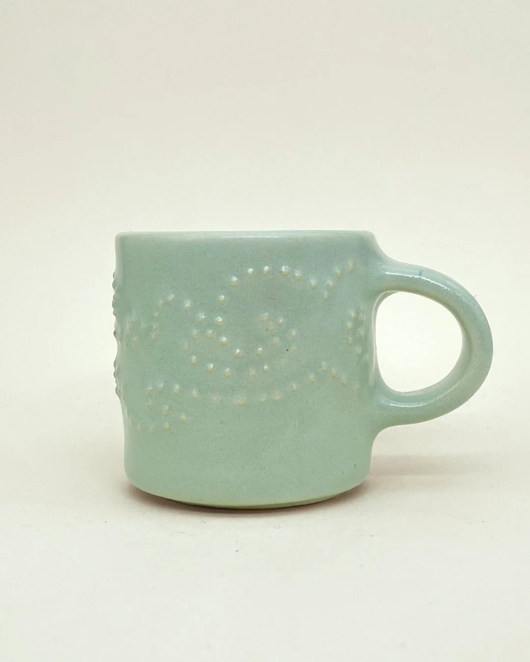 Mint Floral Espresso Mug, ceramic, mint glaze, decoration saves