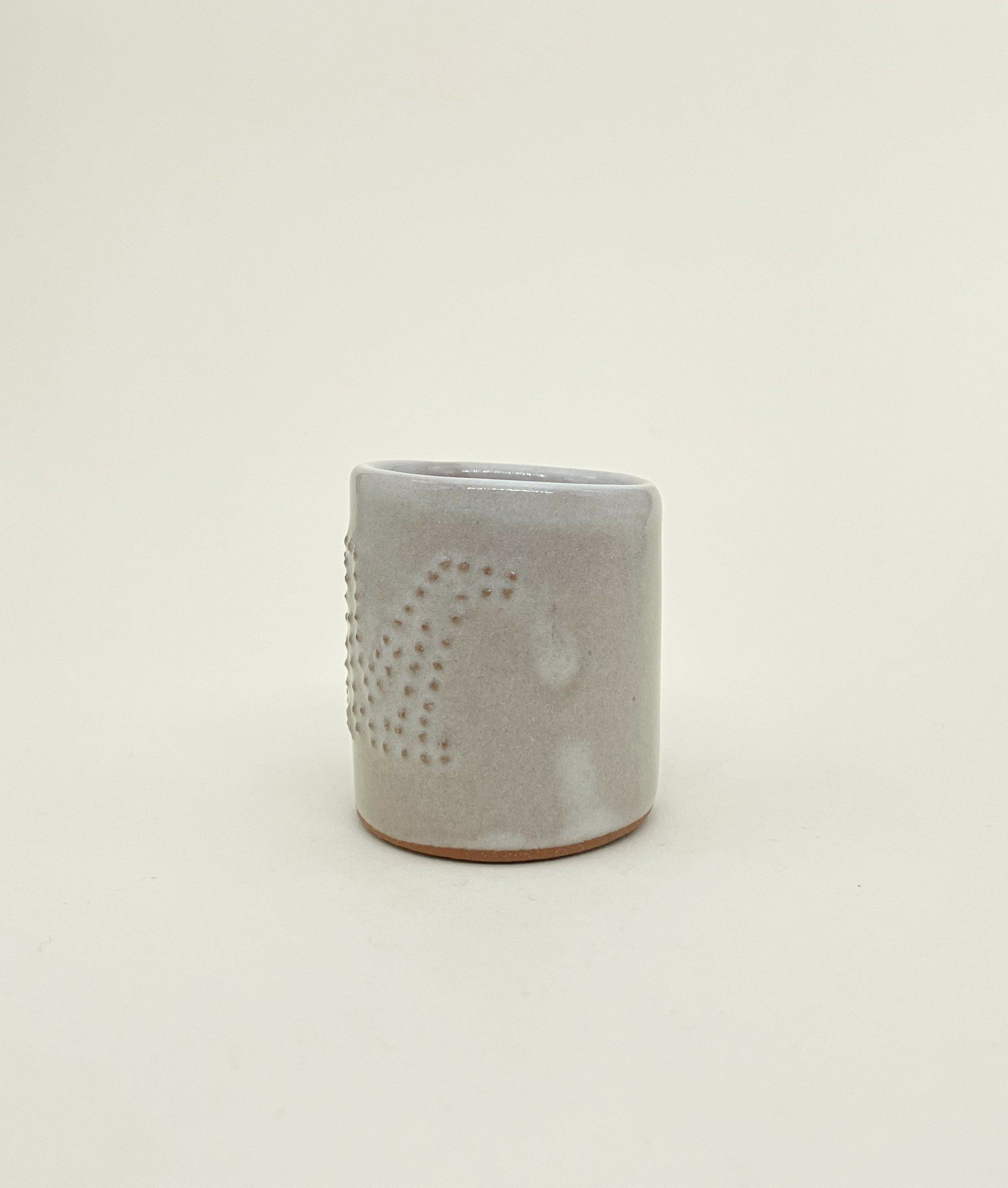 M Shot Glass, Ceramic Shot Glass, embossed dot details, Decoration Saves