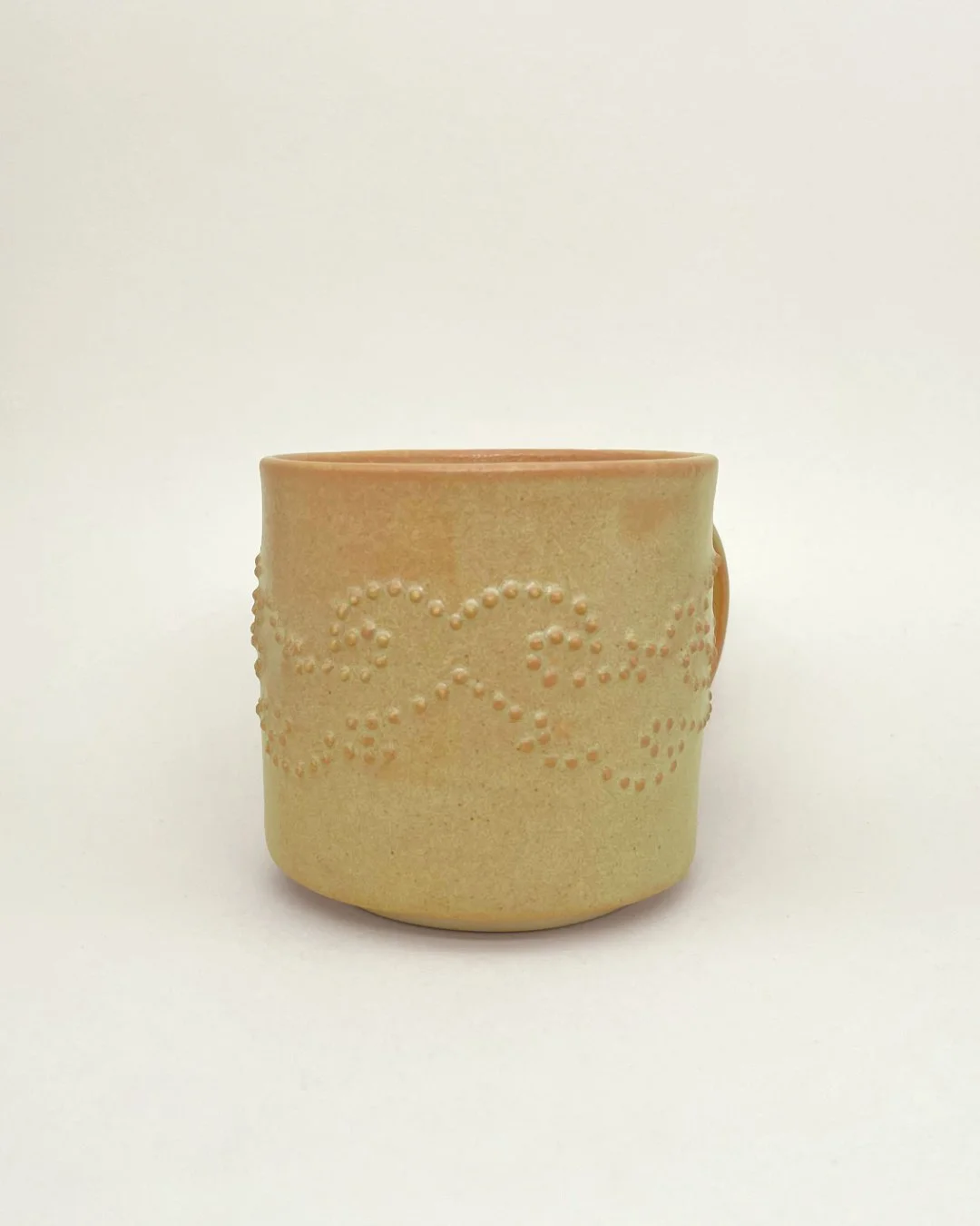 Ceramic Mug, Yellow floral decal, embossed dot detail, Decoration saves