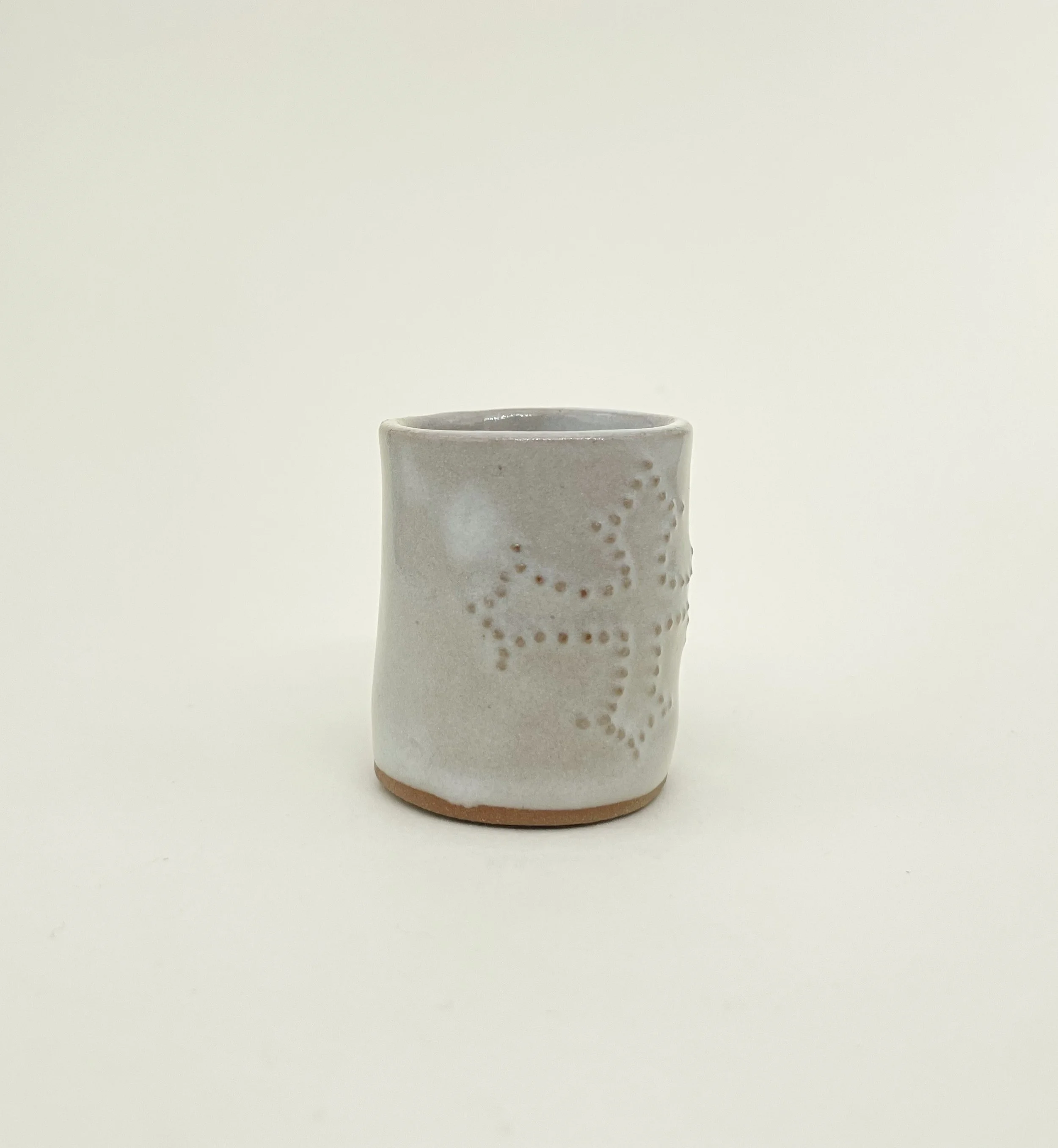 Cross Of My Grandparents' Carpet Shot Glass, Ceramic Shot Glass, embossed dot details, Decoration Saves