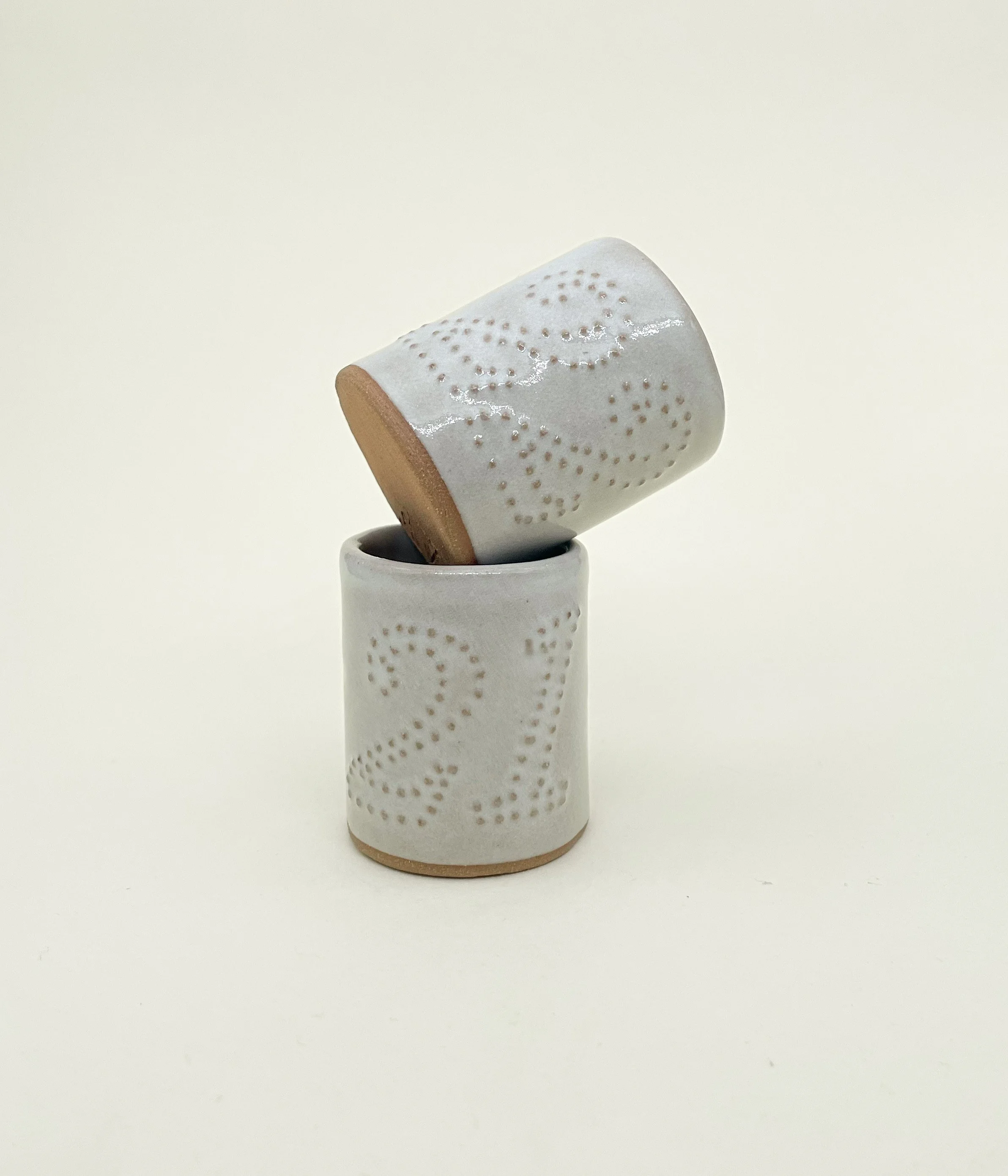 21 Shot Glass, Ceramic Shot Glass, embossed dot details, Decoration Saves