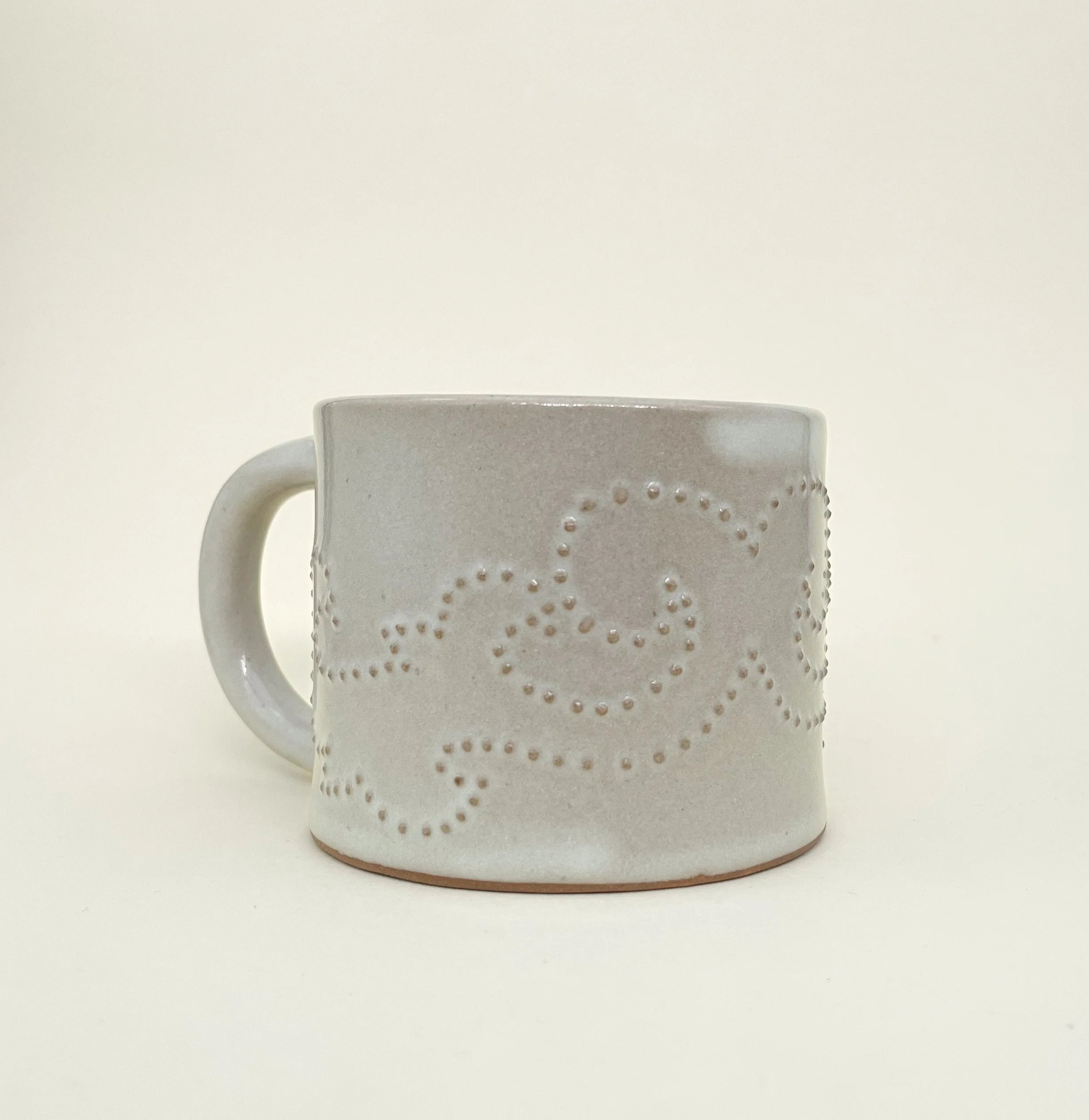 Floral Decal Mug, Ceramic Mug, embossed dot details, Decoration Saves