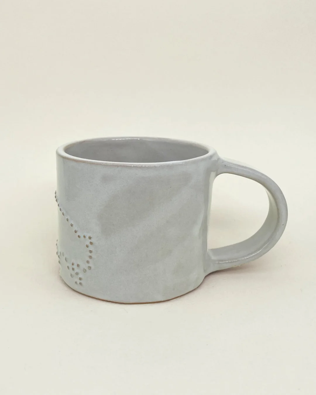 Ceramic Mug, Zebidee #2, white gloss glaze, embossed dot detail, Decoration saves.jpg