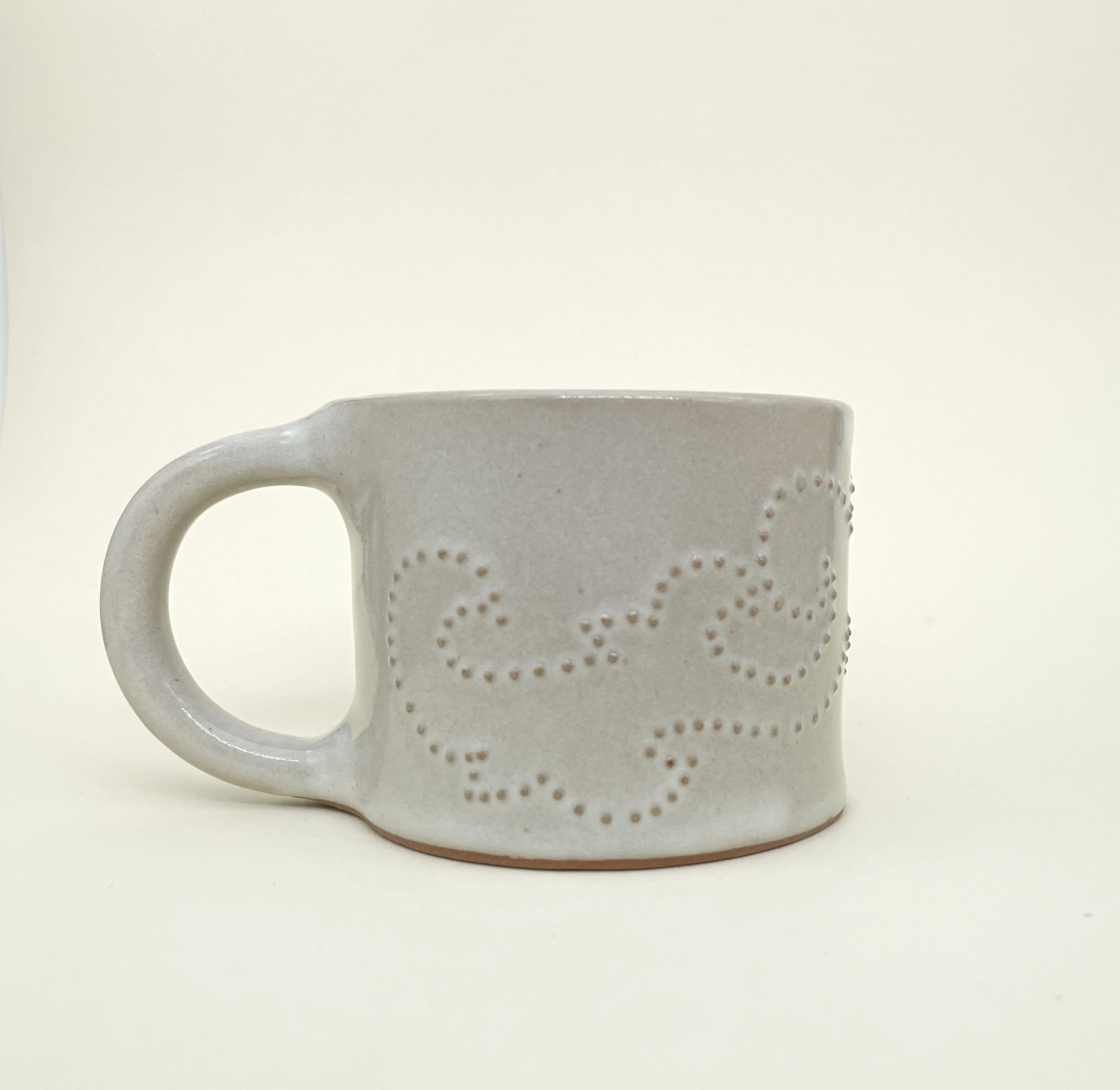 Floral Decal Mug, Ceramic Mug, embossed dot details, Decoration Saves