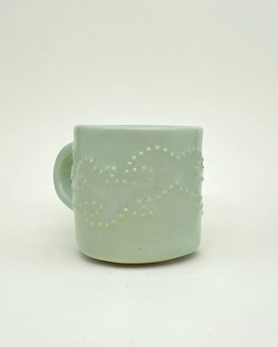 Mint Floral Espresso Mug, ceramic, mint glaze, decoration saves